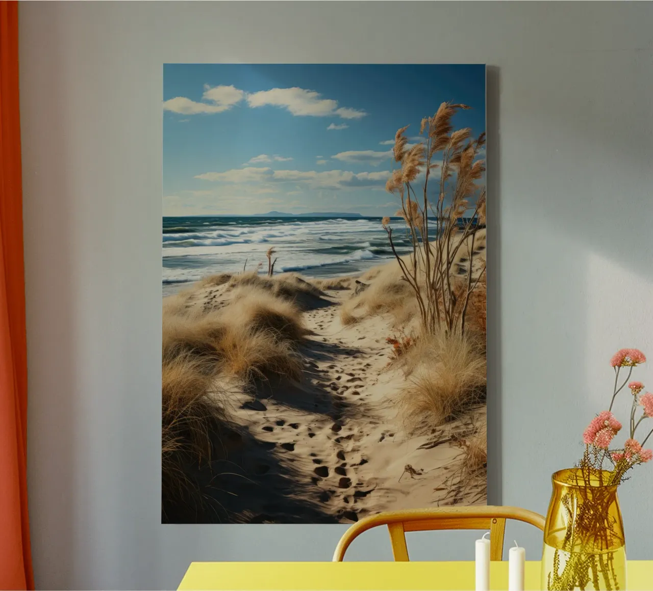 Strandromantiek canvas met Baklijst van PosterPrint