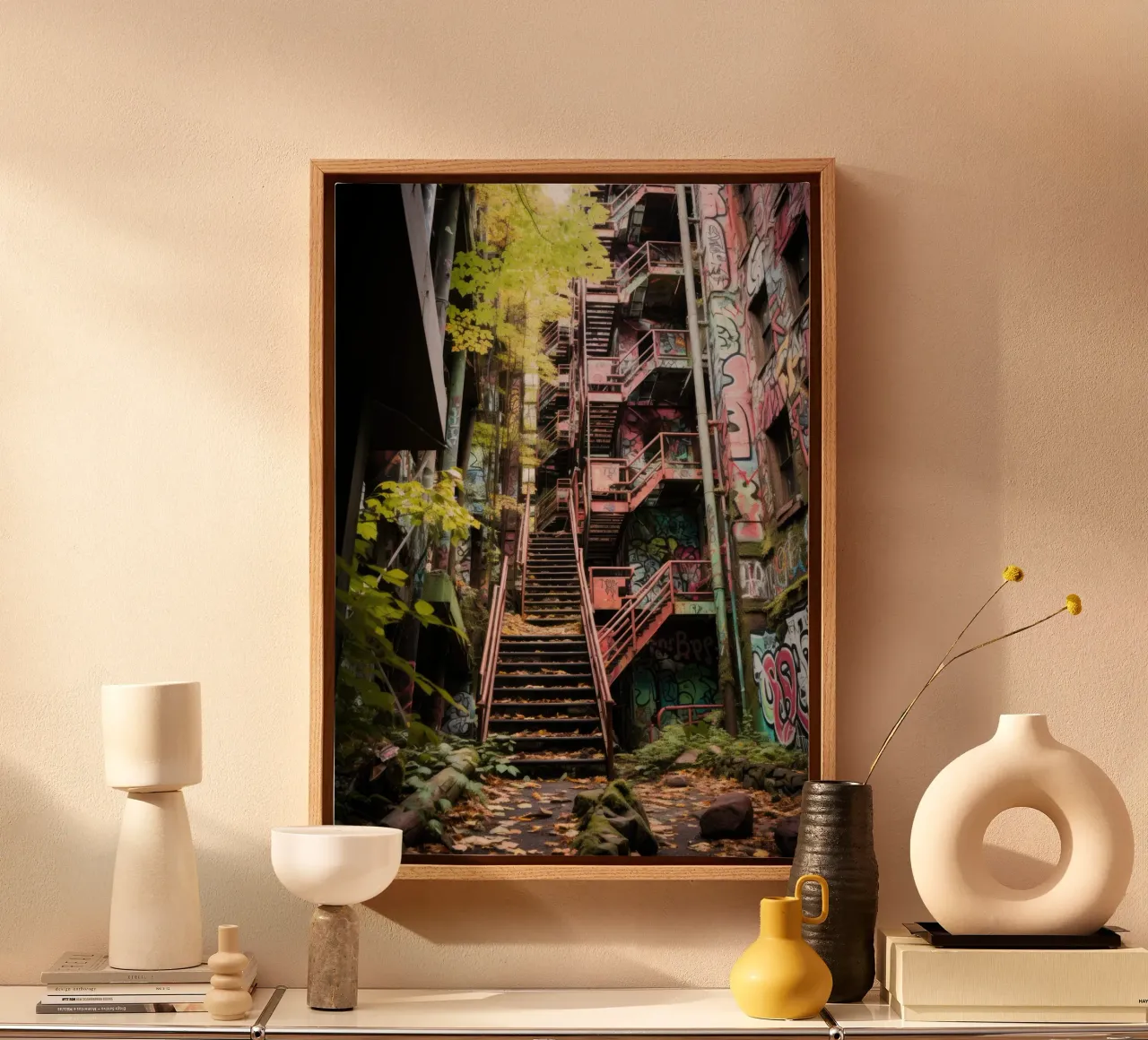 Blocco della torre di Lost Place tela con Cornice a cassetta da PosterPrint