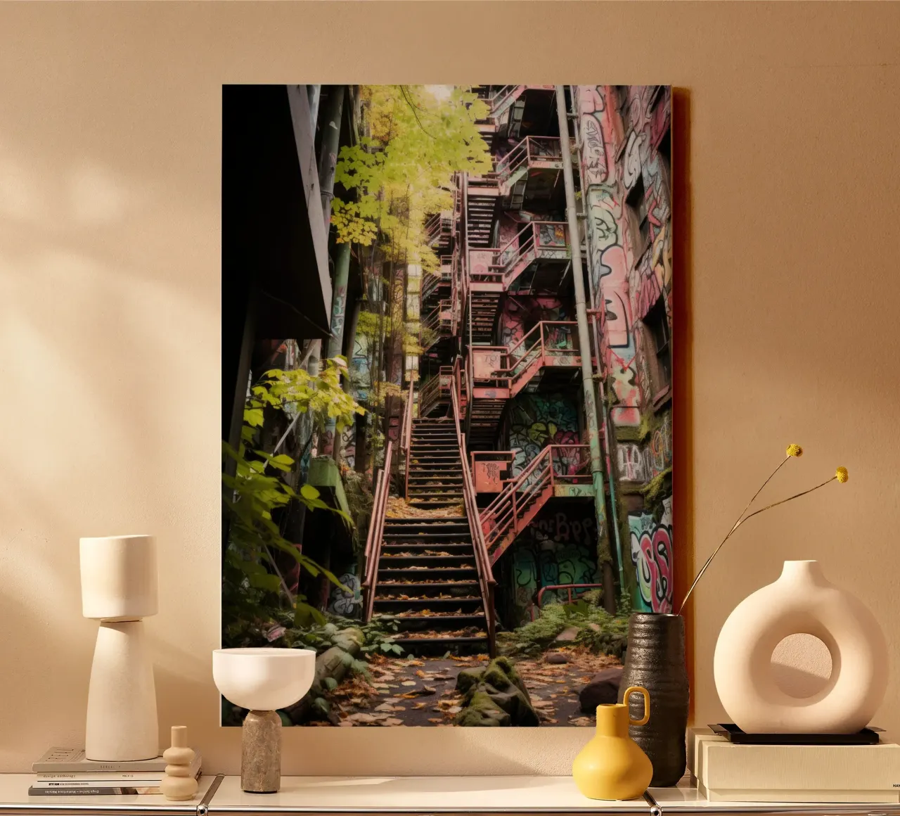 Blocco della torre di Lost Place tela con Cornice a cassetta da PosterPrint
