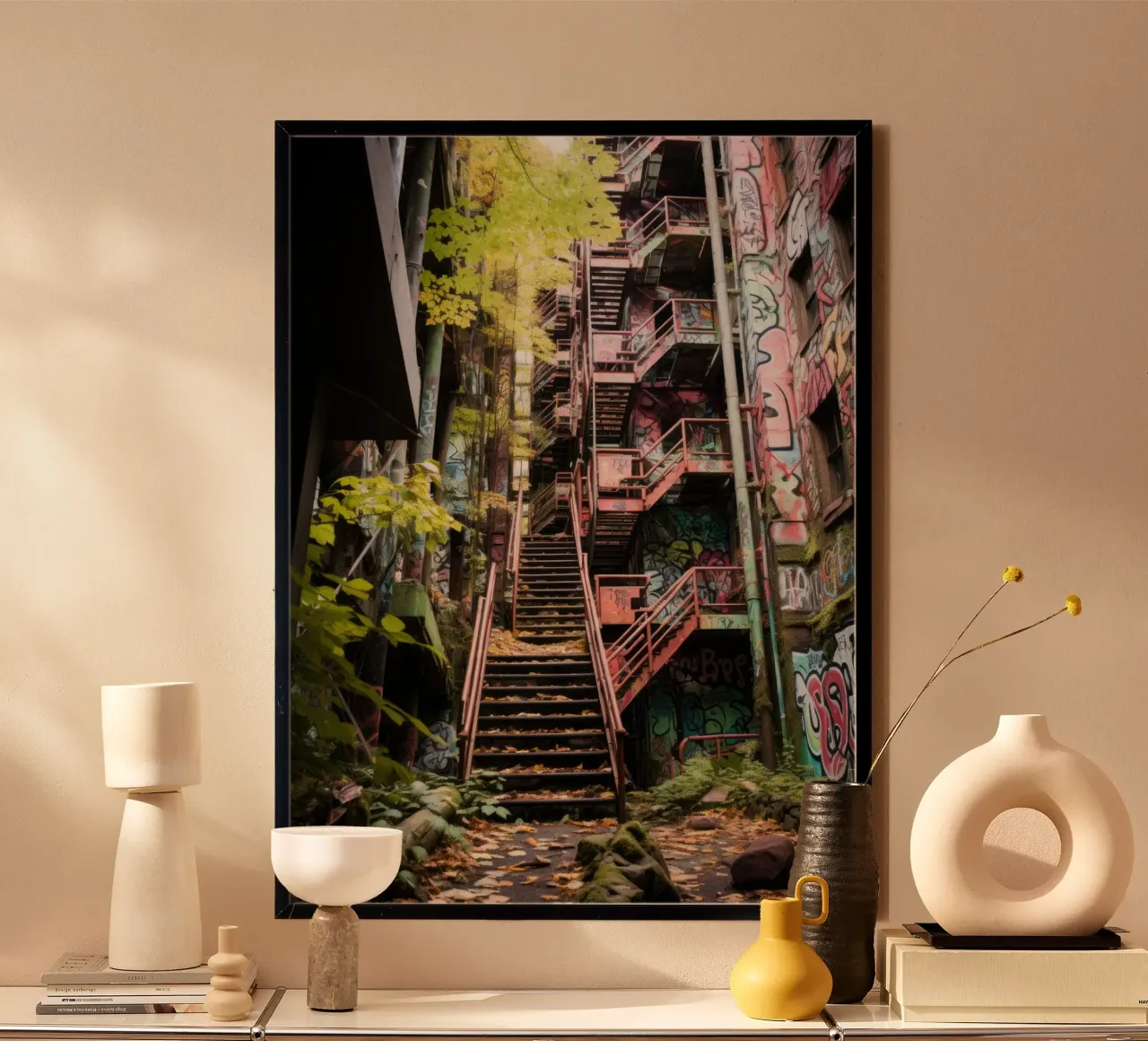 Blocco della torre di Lost Place poster con telaio in plastica da PosterPrint