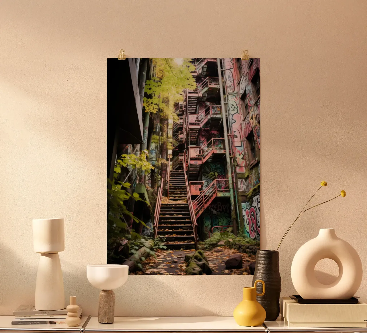 Blocco della torre di Lost Place poster con telaio in plastica da PosterPrint