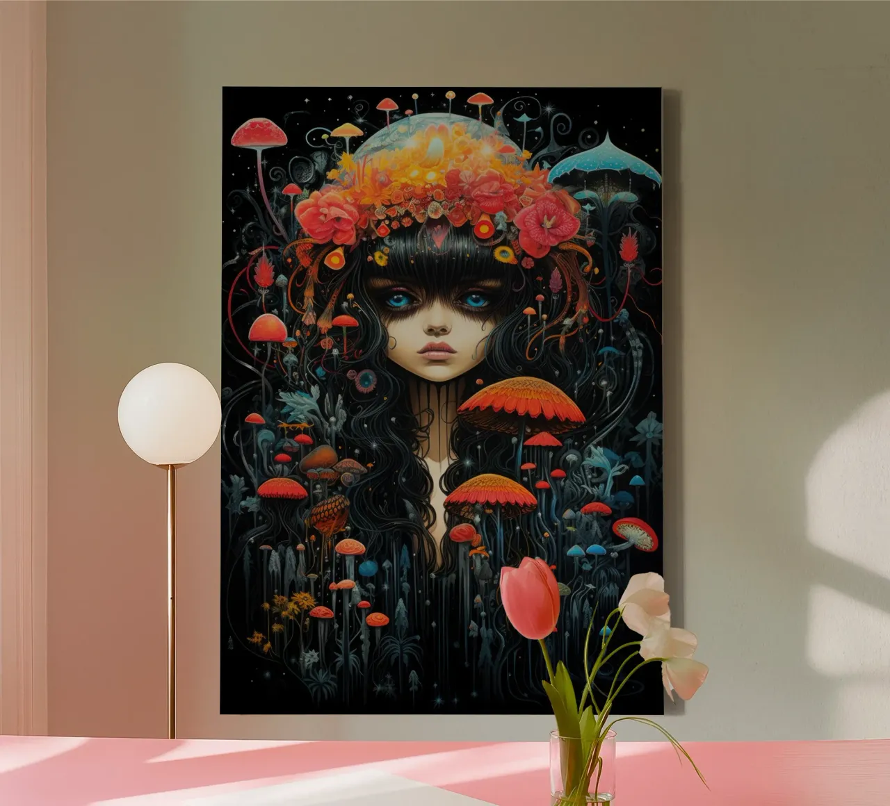 Funghi Psytrance tela con Cornice a cassetta da PosterPrint