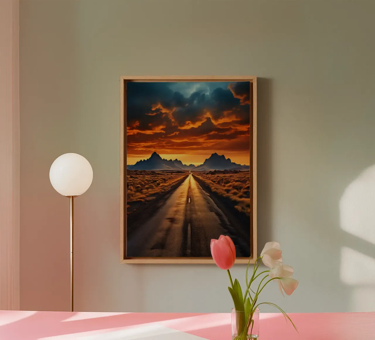 La strada verso il nulla tela con Cornice a cassetta da PosterPrint