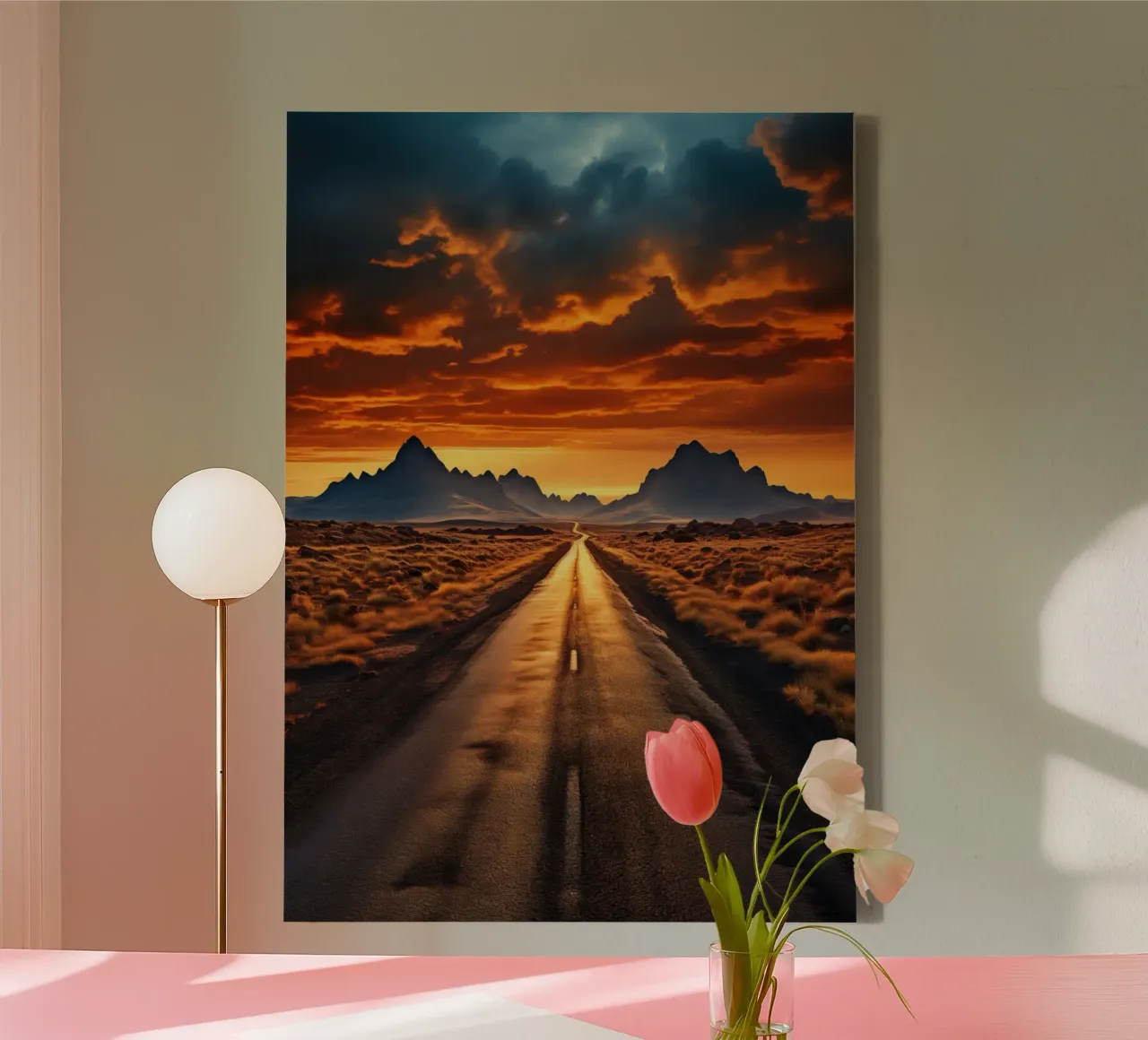 La strada verso il nulla tela con Cornice a cassetta da PosterPrint