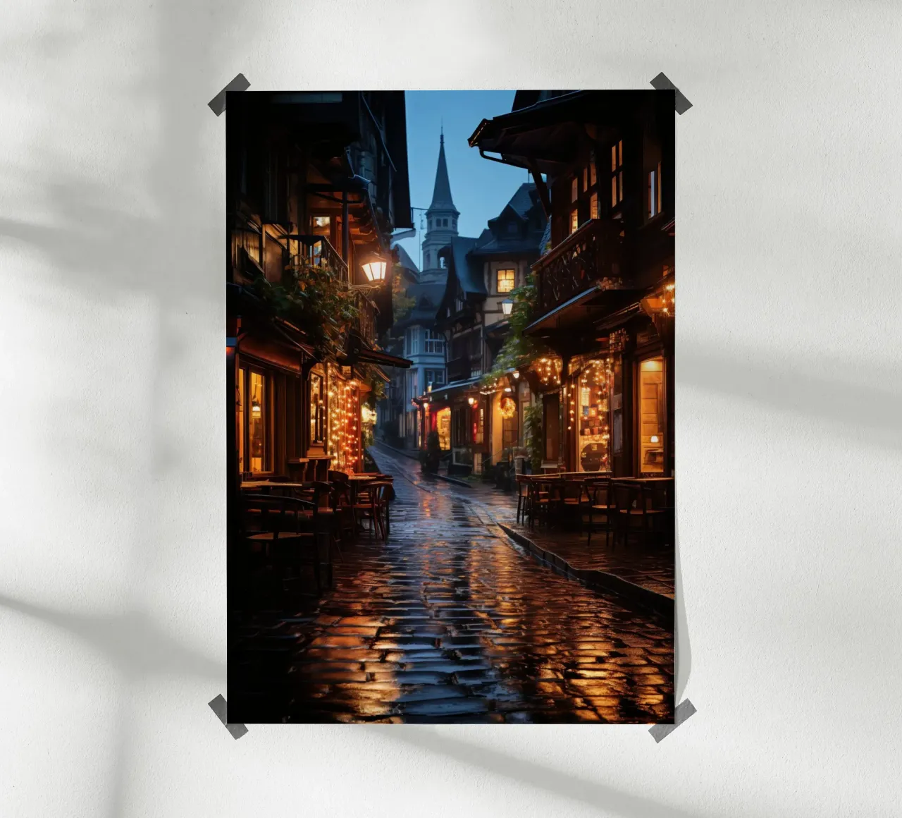 Vicolo illuminato poster con telaio in alluminio da PosterPrint