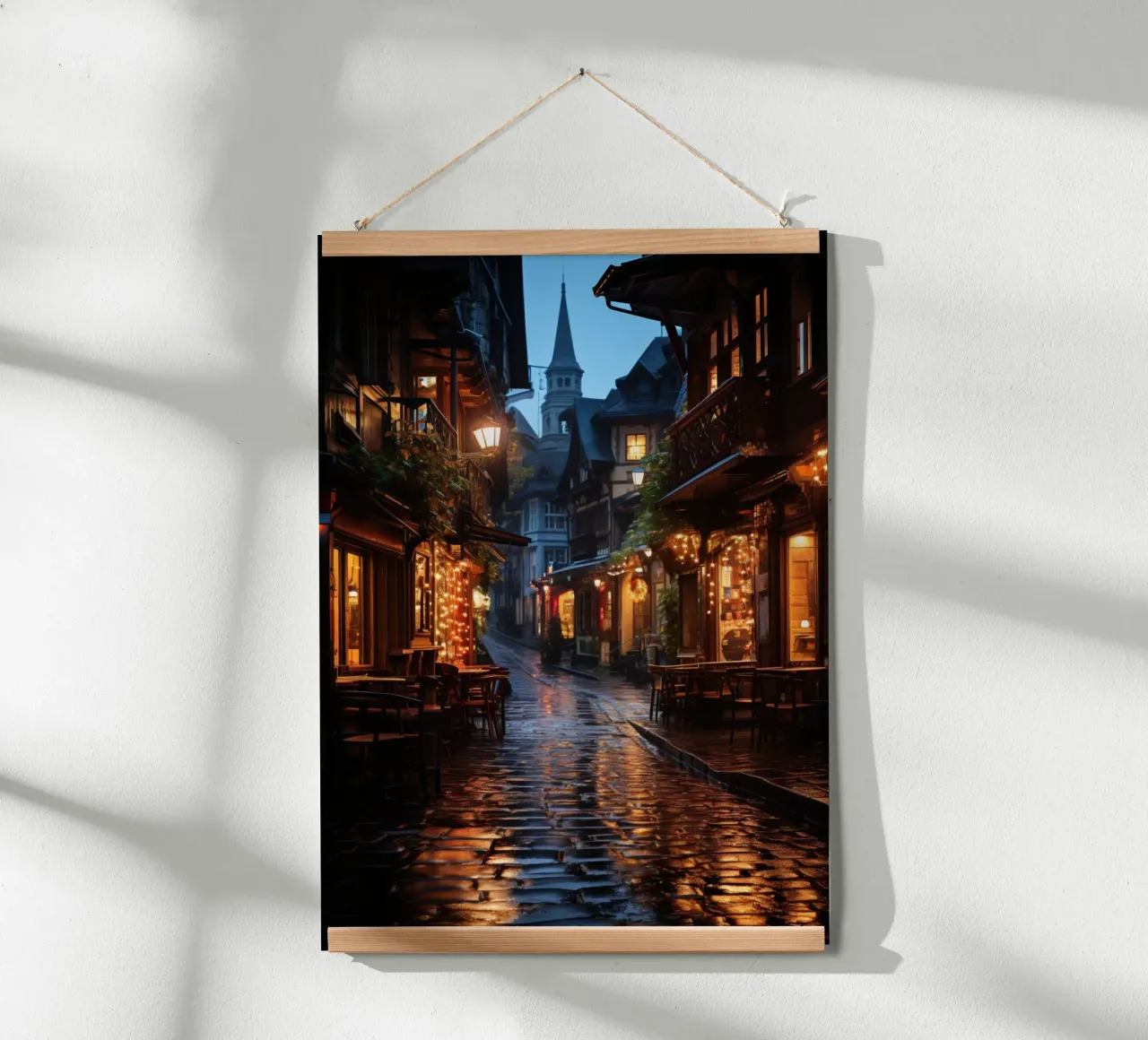 Vicolo illuminato poster con telaio in alluminio da PosterPrint