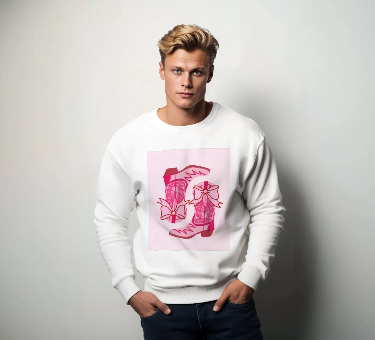Botas Vaqueras Rosas, Botas Vaqueras Coquetas con Lazo, Arte Lindo sudadera de Coquette Club