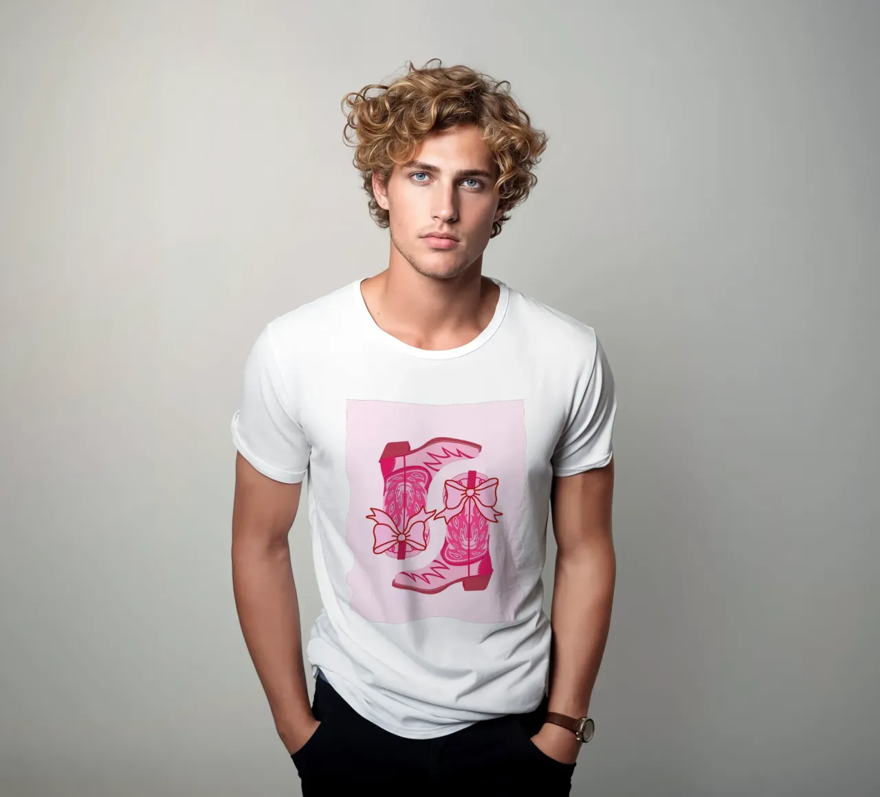 Botas Vaqueras Rosas, Botas Vaqueras Coquetas con Lazo, Arte Lindo camiseta de Coquette Club