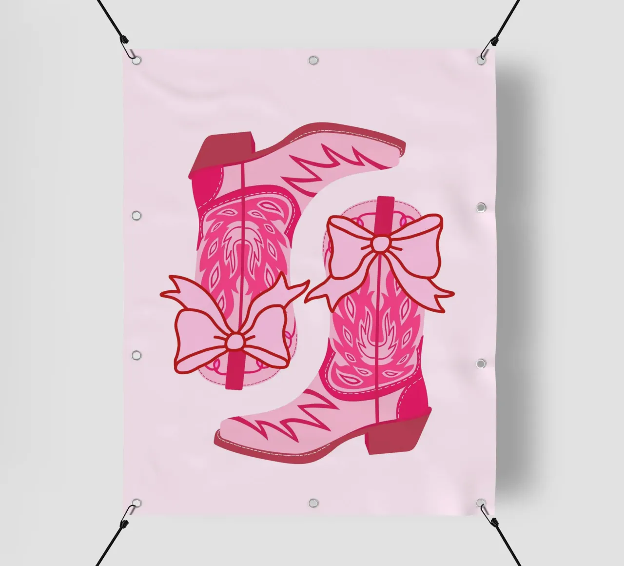 Botas Vaqueras Rosas, Botas Vaqueras Coquetas con Lazo, Arte Lindo lonas publicitarias de Coquette Club
