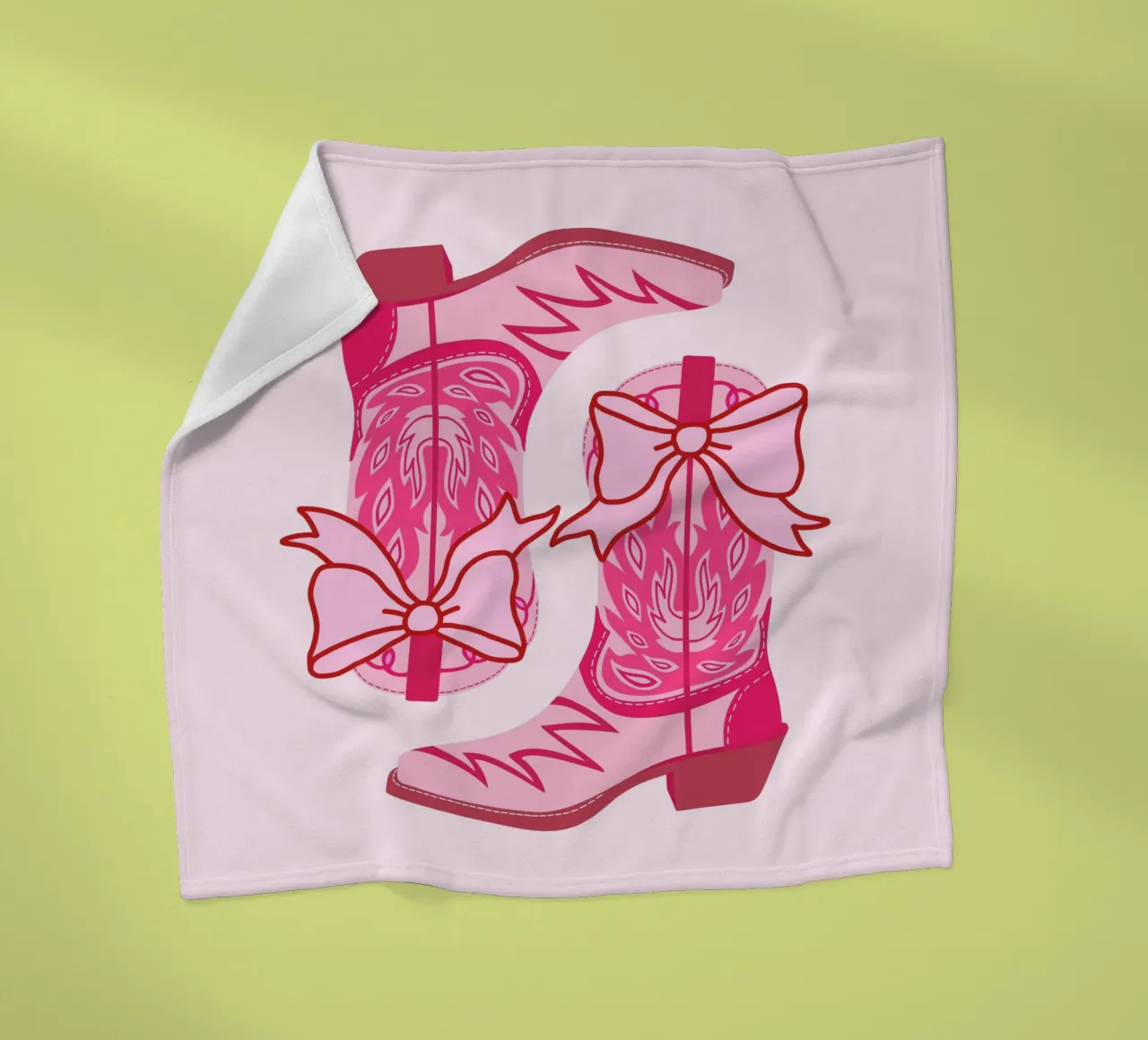 Pink Cowgirl Boots, Bow Cowboy Coquette Boots, Cute Art fleece blanket by Coquette Club