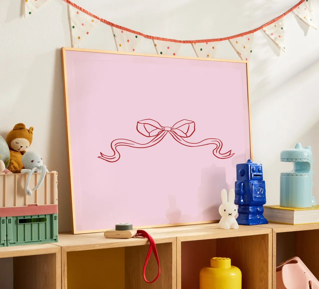 Arte della civetta con fiocco, arte da parete rosa, poster di tendenza poster con telaio in legno da Coquette Club