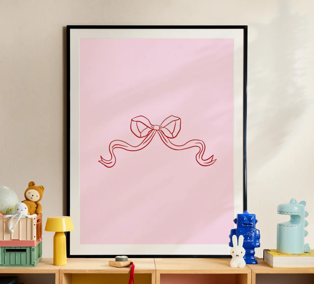Arte della civetta con fiocco, arte da parete rosa, poster di tendenza poster con telaio in legno da Coquette Club