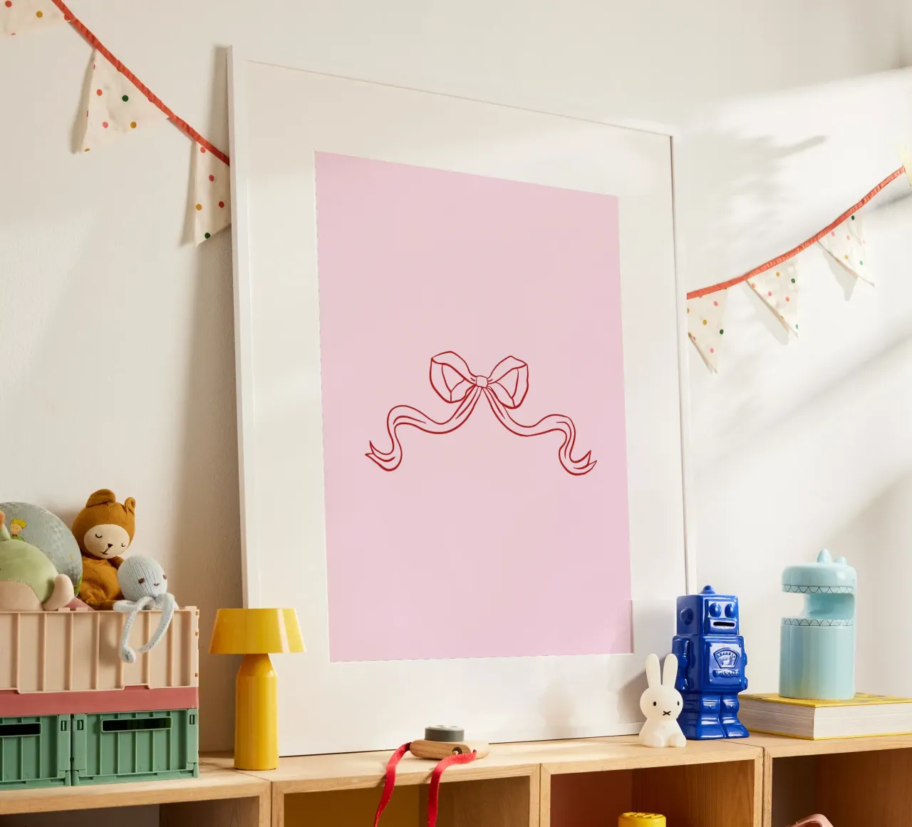 Arte della civetta con fiocco, arte da parete rosa, poster di tendenza poster con telaio in legno da Coquette Club