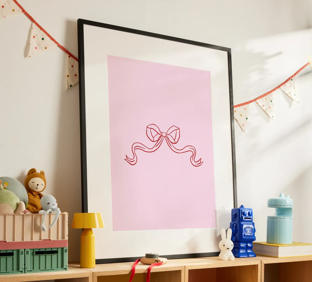 Arte della civetta con fiocco, arte da parete rosa, poster di tendenza poster con telaio in legno da Coquette Club