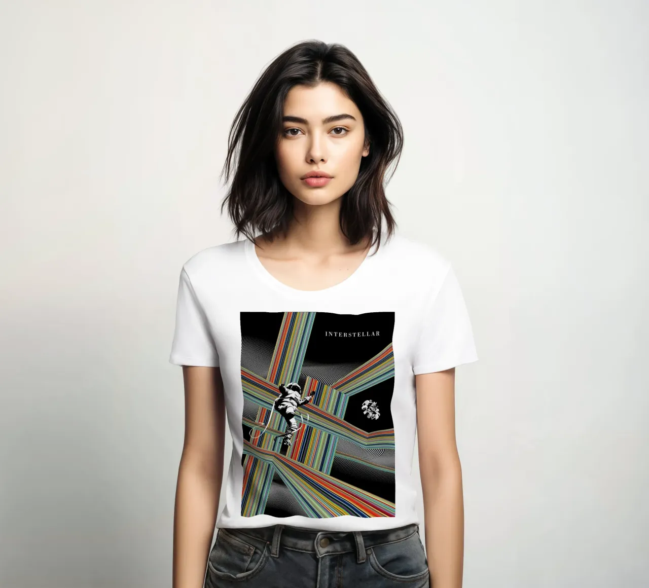 Stay Interstellar women's fitted t-shirt by Attaboy Dsgn