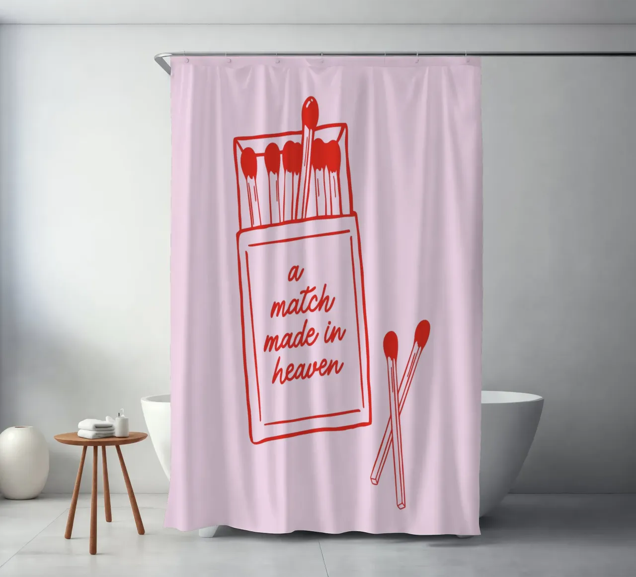 Matchbox Poster, Pink Wall Art, Preppy Cute Graphics shower curtain by Coquette Club
