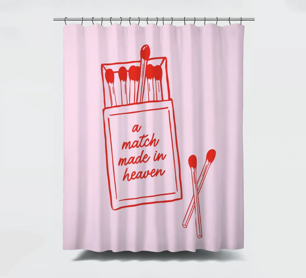 Matchbox Poster, Pink Wall Art, Preppy Cute Graphics shower curtain by Coquette Club