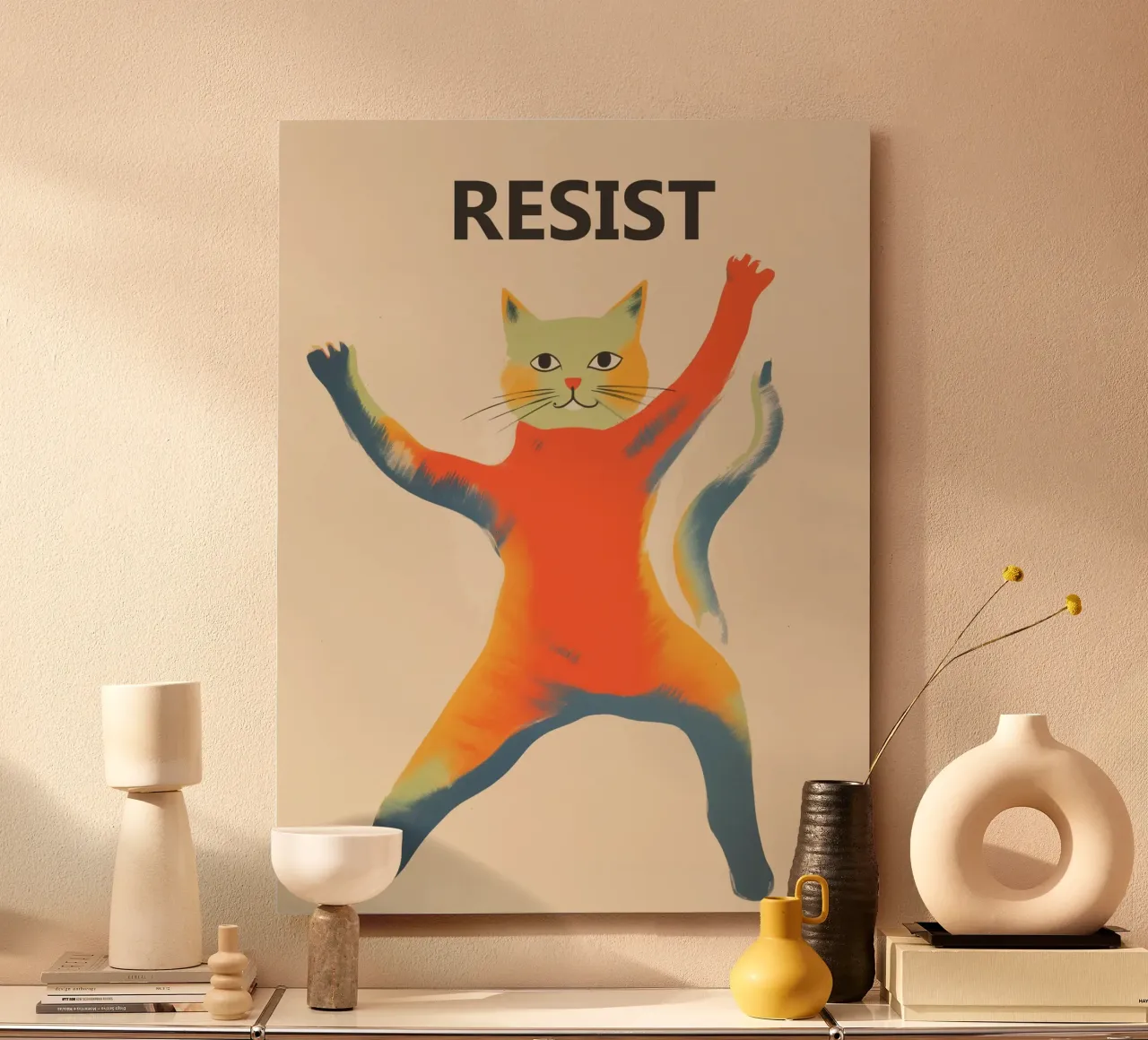 Resist | Gatto da combattimento colorato alluminio dibond da Autofocus