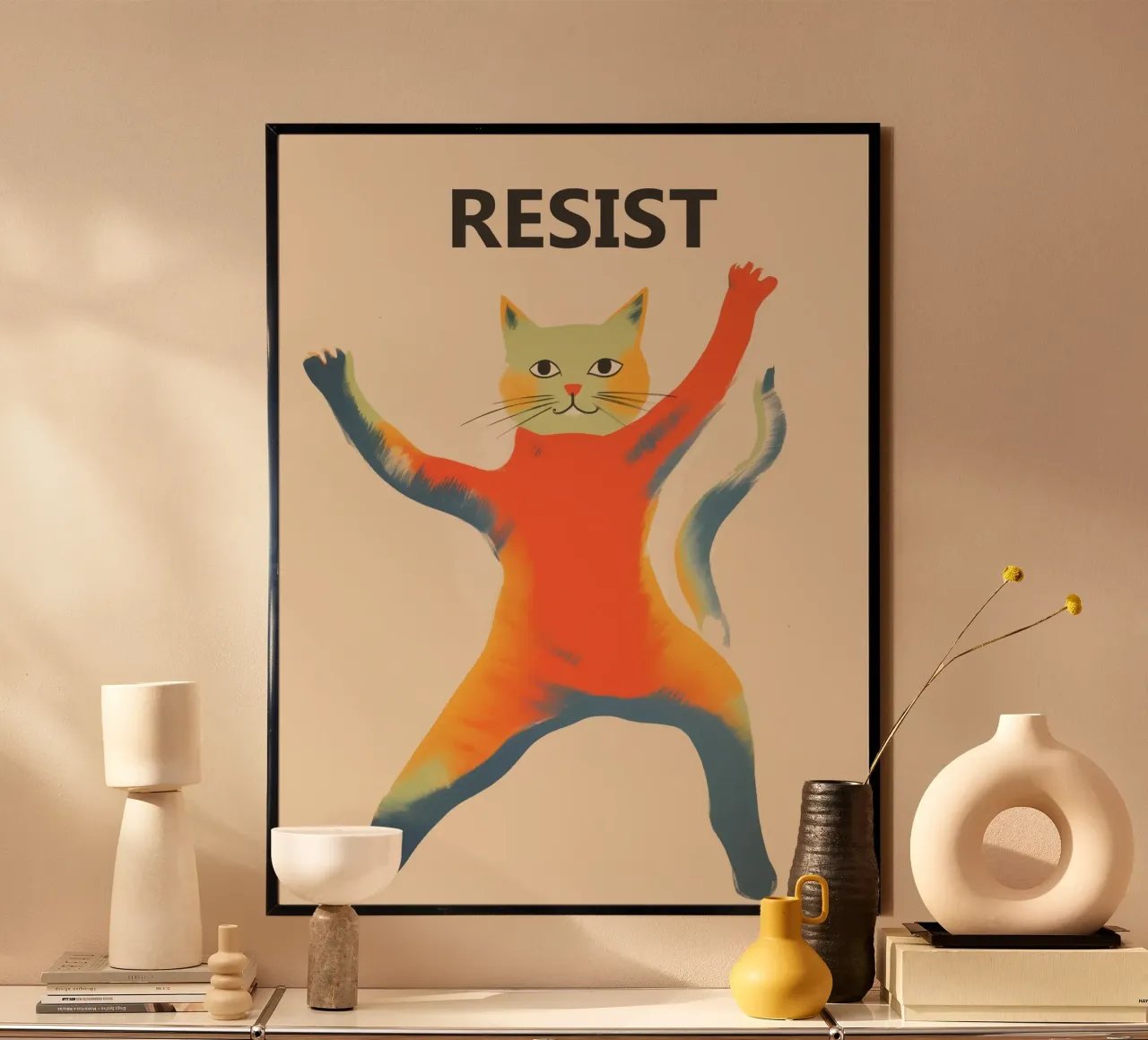 Resist | Gatto da combattimento colorato carta hahnemühle da Autofocus