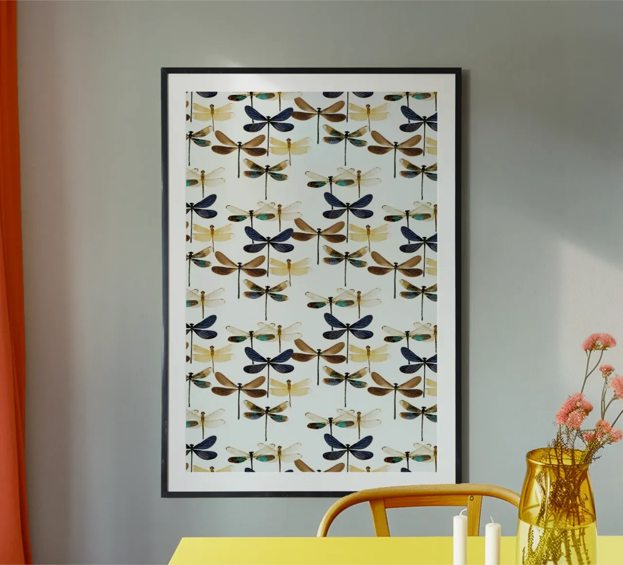 Dragonflies poster with wooden frame by Curious Collections by Marielle Leenders