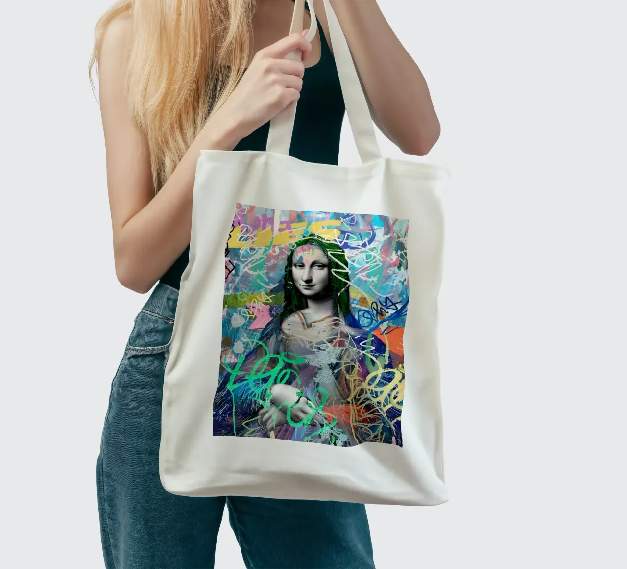 Graffiti Mona borsa in juta da Studio Mooodz
