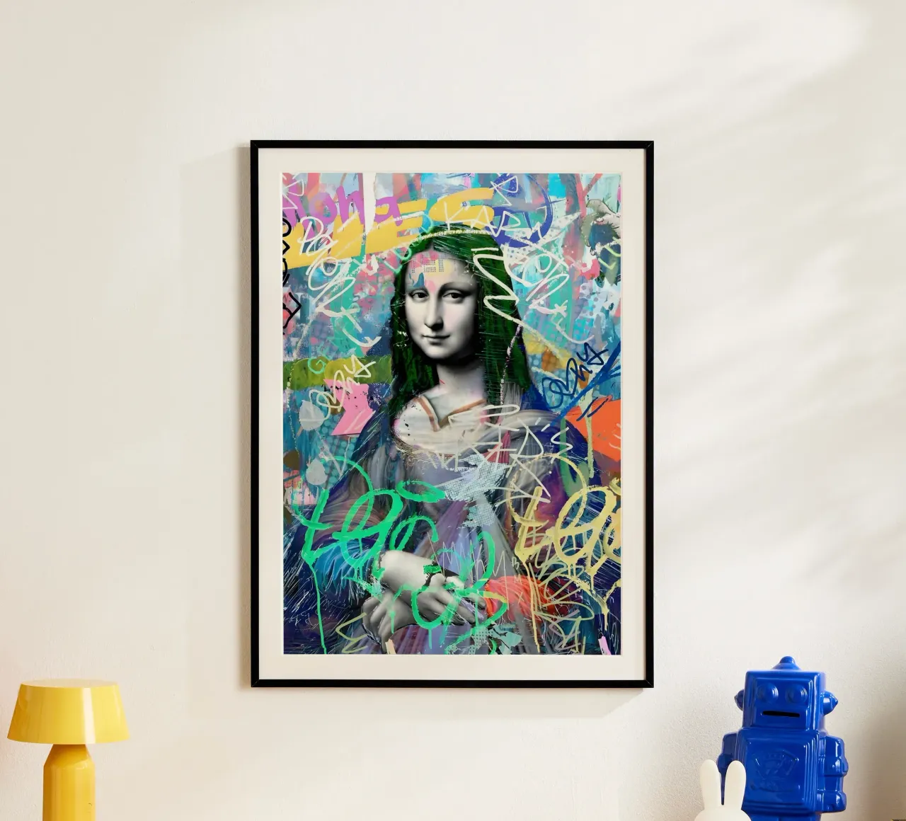 Graffiti Mona poster with plastic frame by Studio Mooodz