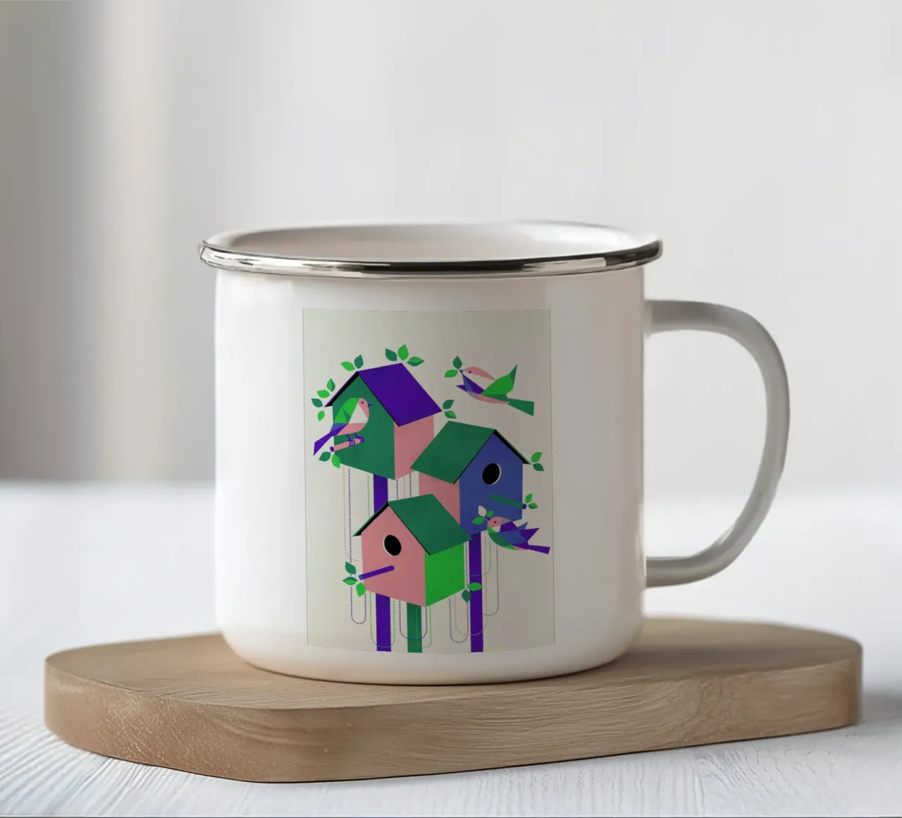 Bird House tazza in smalto da Pietari Posti
