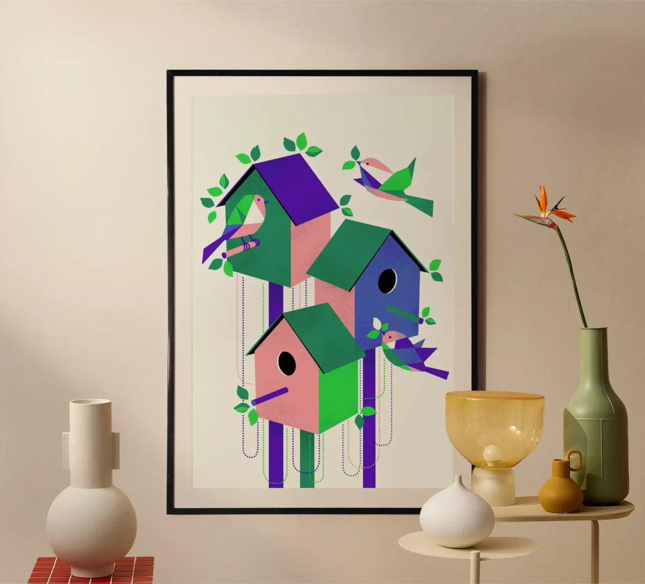 Bird House poster con telaio in legno da Pietari Posti
