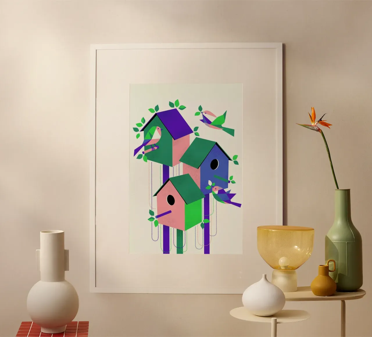 Bird House poster con telaio in legno da Pietari Posti