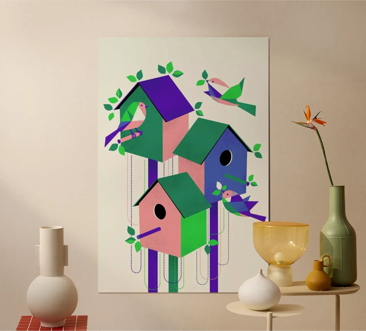 Bird House poster con telaio in legno da Pietari Posti