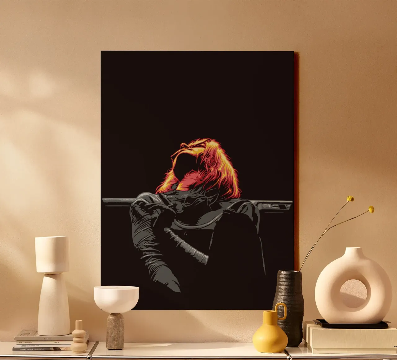 SUN ON THE FACE canvas with Floater frame by Cranio Dsgn