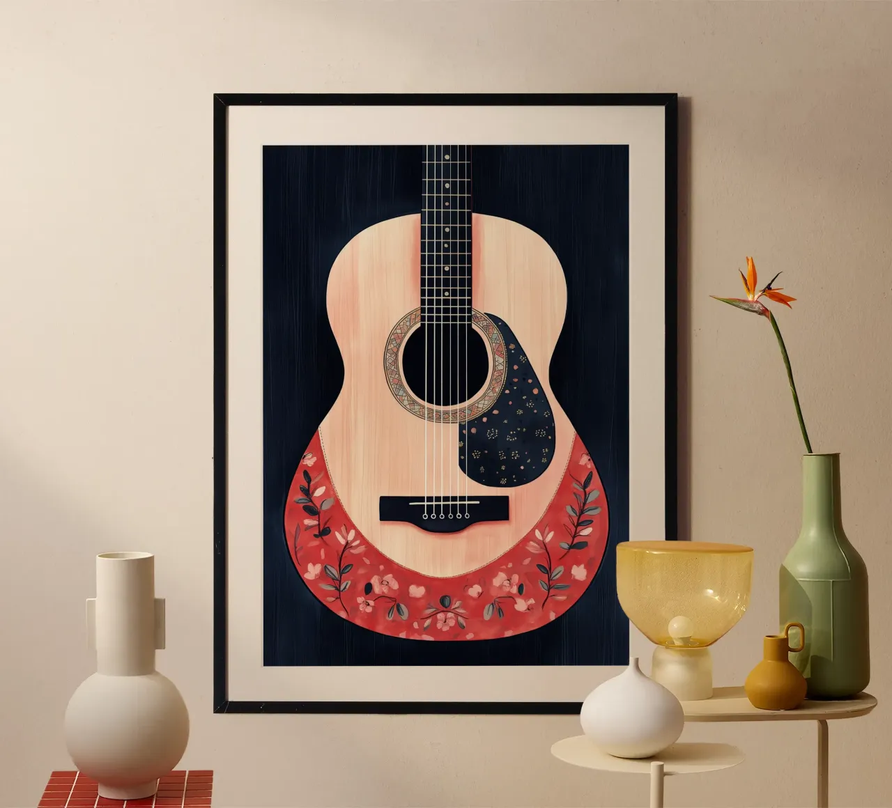 Chitarra acustica arte musicale carta hahnemühle da Justyna Jaszke JBJart