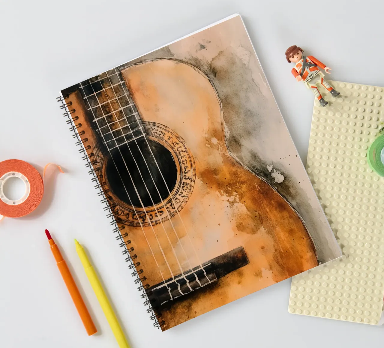 Aquarell Flamenco-Gitarre Kunst Ringbuch von Justyna Jaszke JBJart