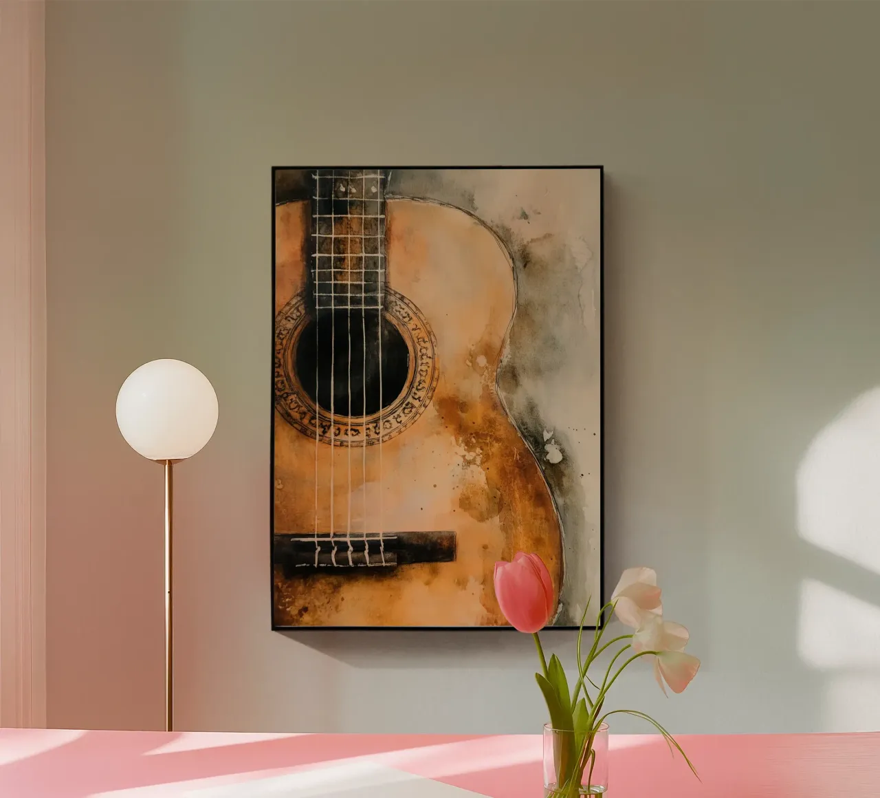 Chitarra flamenca ad acquerello plexiglass da Justyna Jaszke JBJart