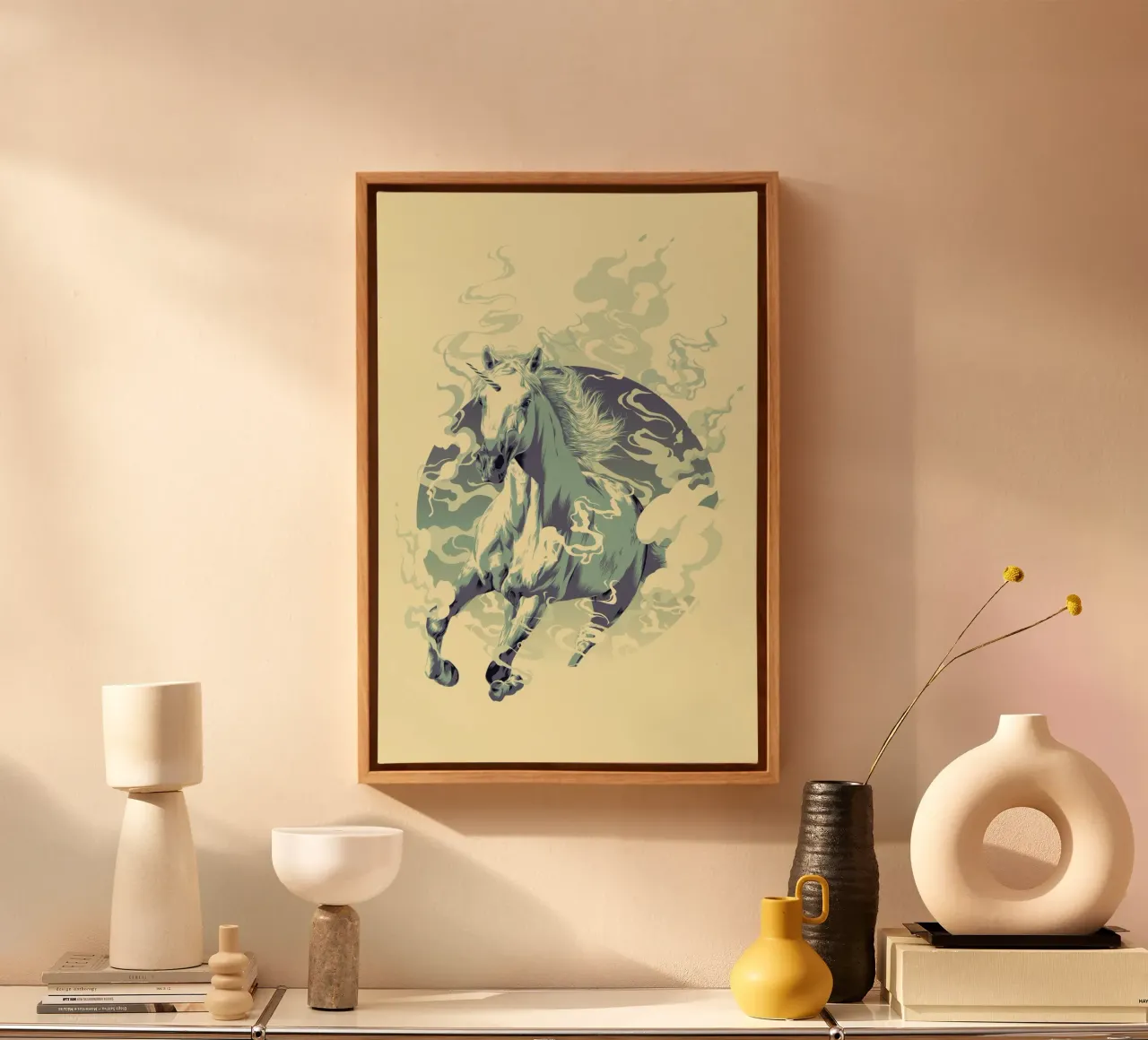 UNICORN tela con Cornice a cassetta da Cranio Dsgn