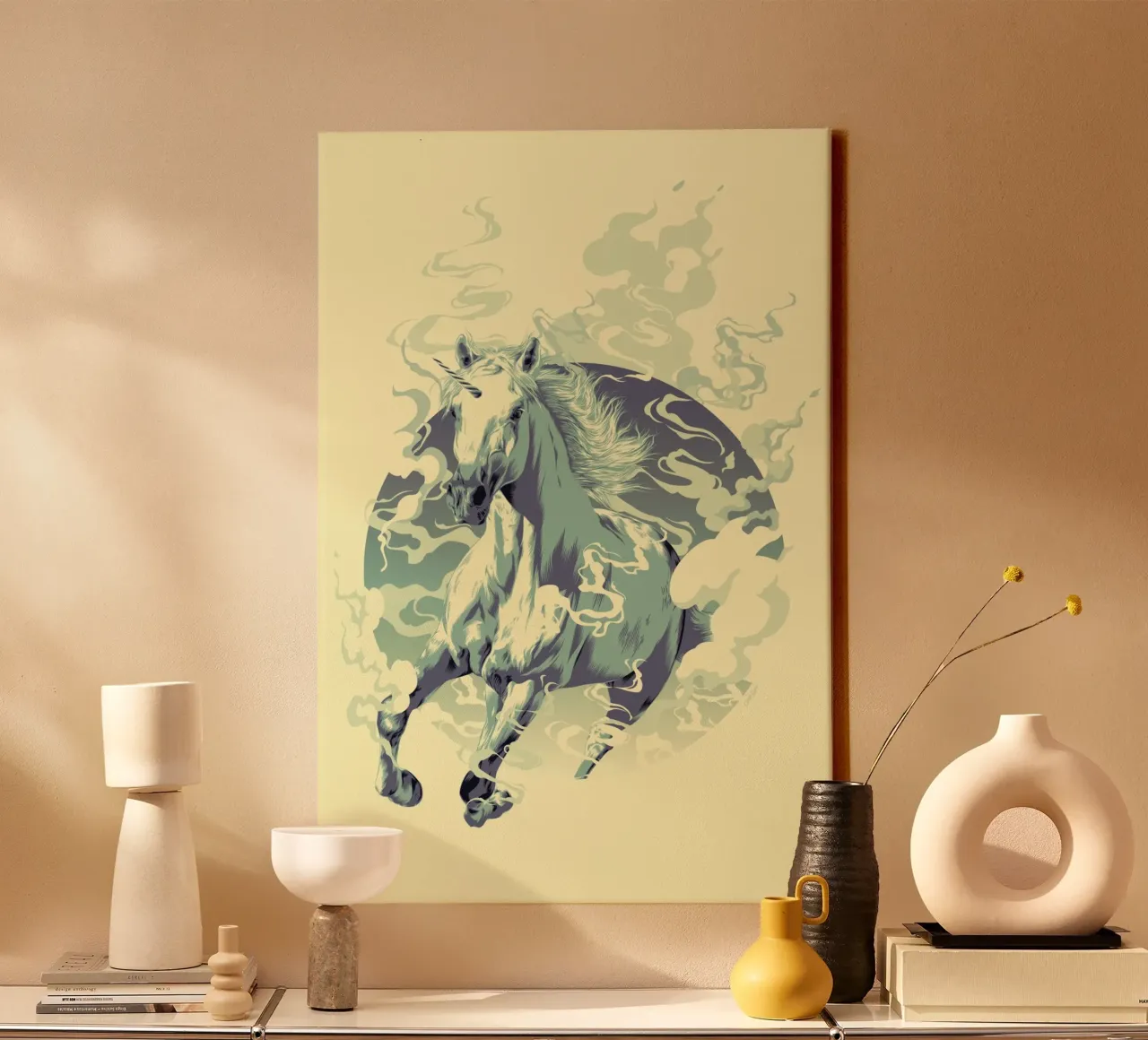 UNICORN tela con Cornice a cassetta da Cranio Dsgn