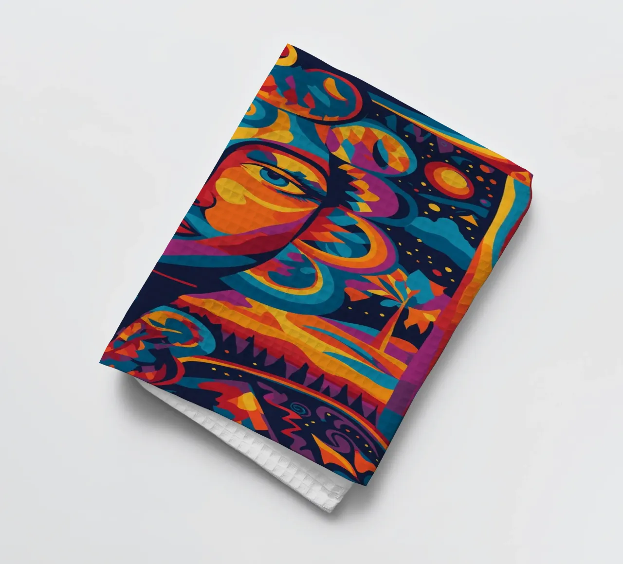 Mystic Rainbow Colorful Woman tea towel by Signorino