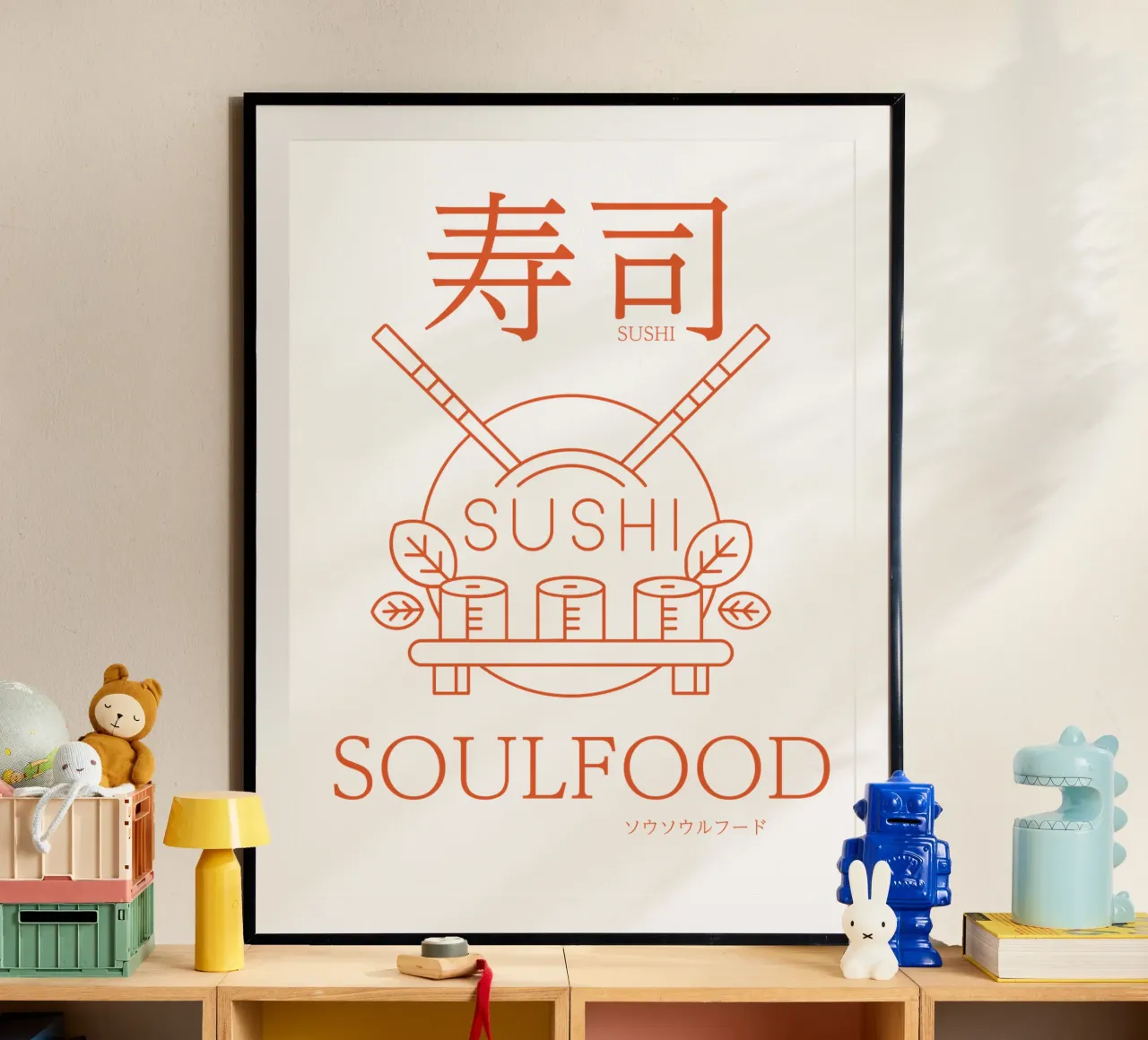 Asian Soulfood poster with wooden frame by Headless Monkeys