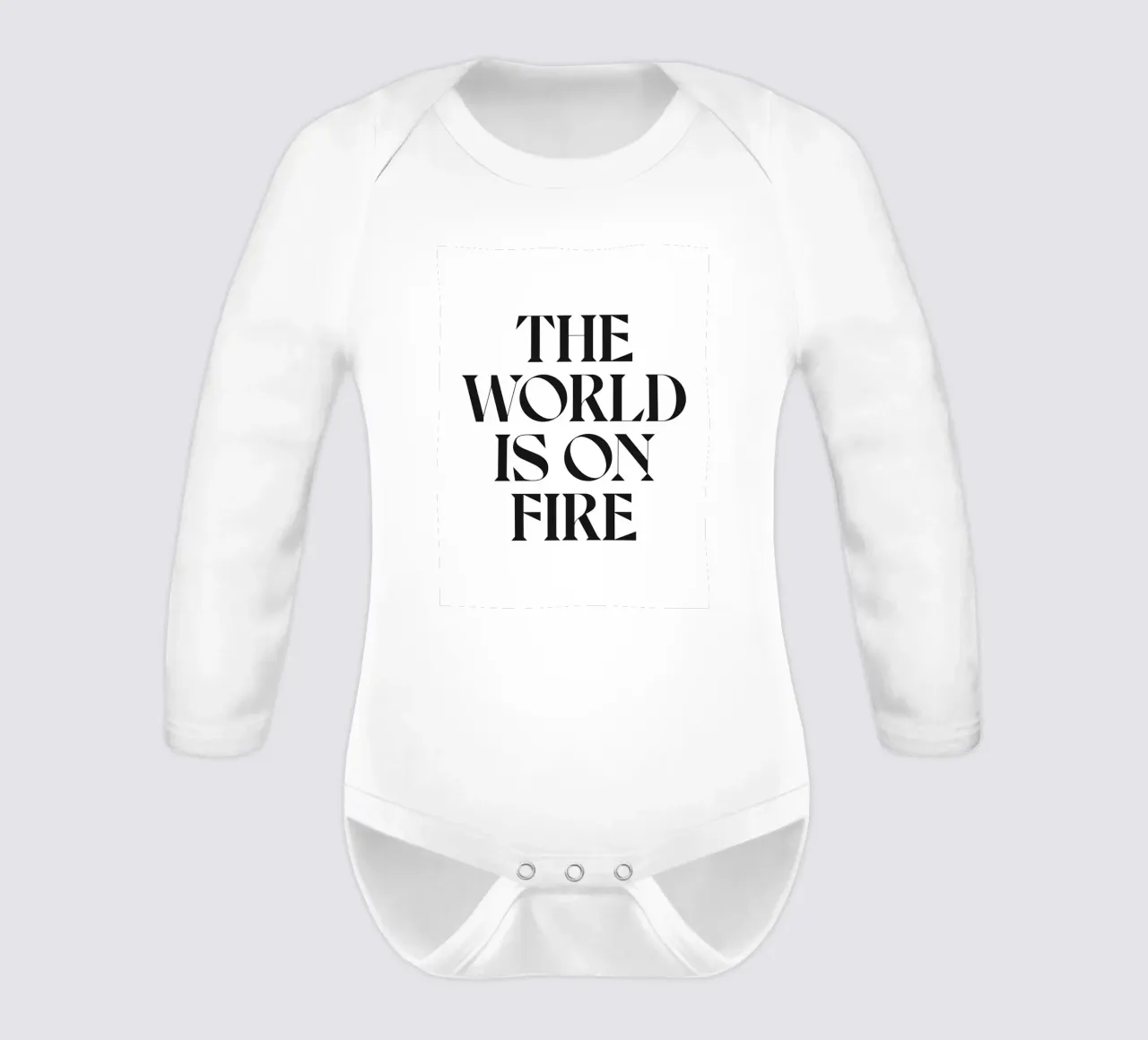 THE WORLD IS ON FIRE long-sleeve baby romper by n.4
