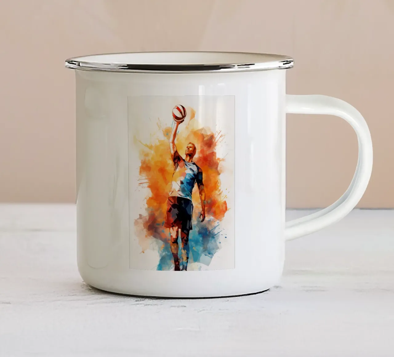 Volleyball Watercolor 2 tazza in smalto da Mateo