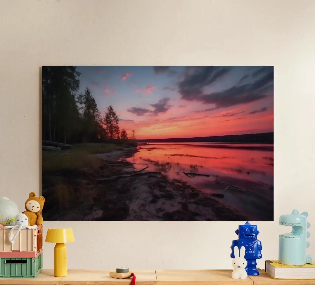 Foresta al Fulss con tramonto plexiglass da PosterPrint