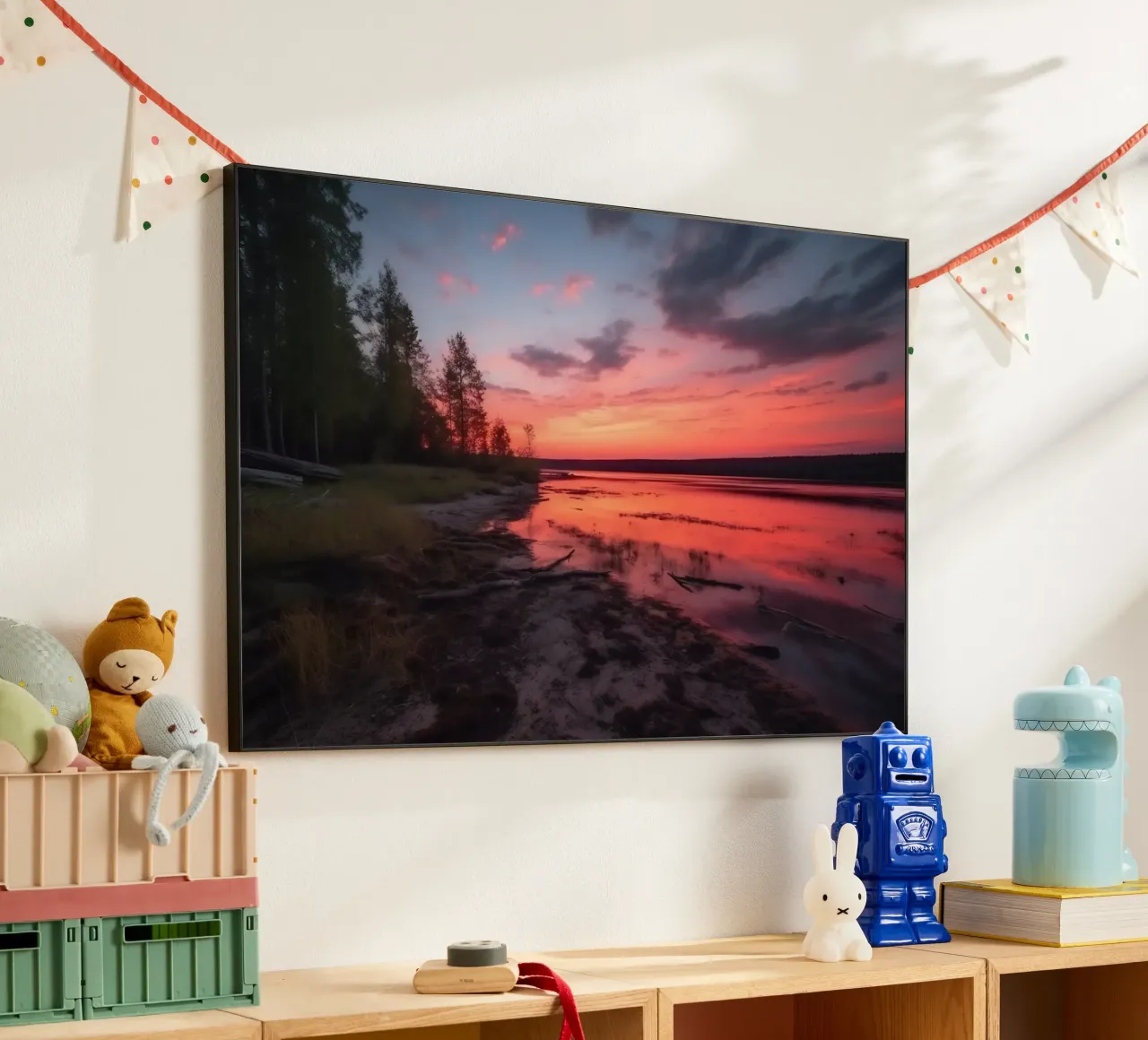 Foresta al Fulss con tramonto alluminio dibond da PosterPrint