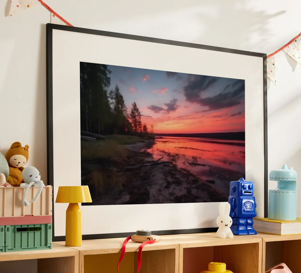 Foresta al Fulss con tramonto carta hahnemühle da PosterPrint
