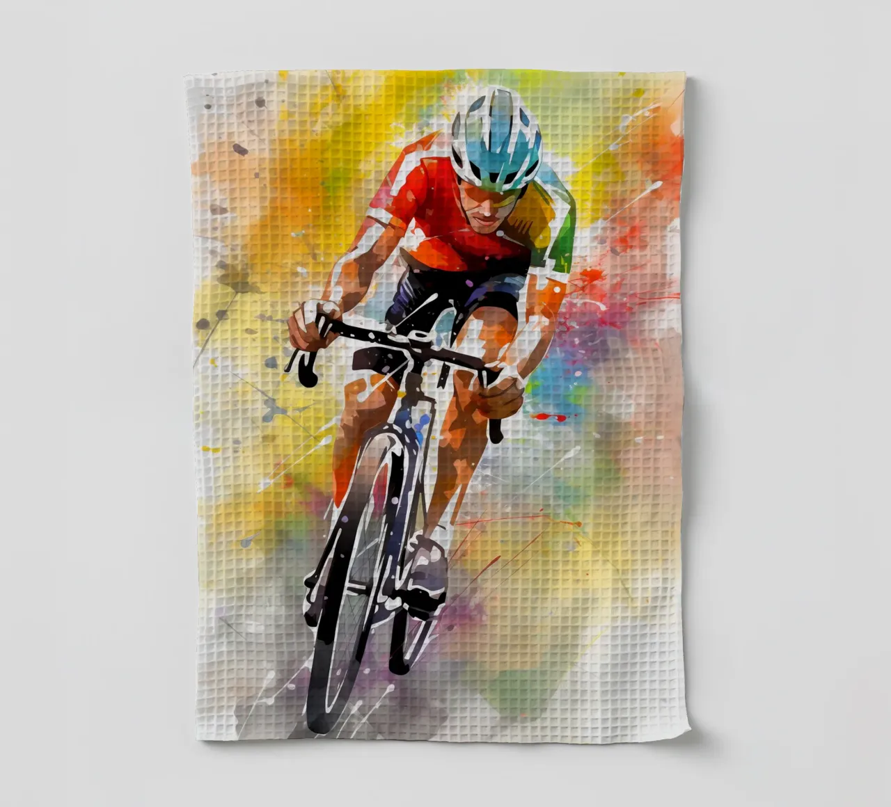Cycling Watercolor 2 tea towel by Mateo