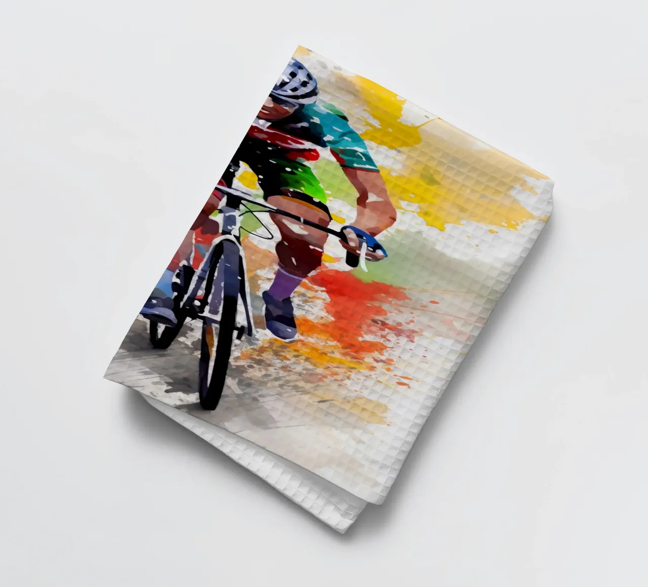 Cycling Watercolor 3 tea towel by Mateo