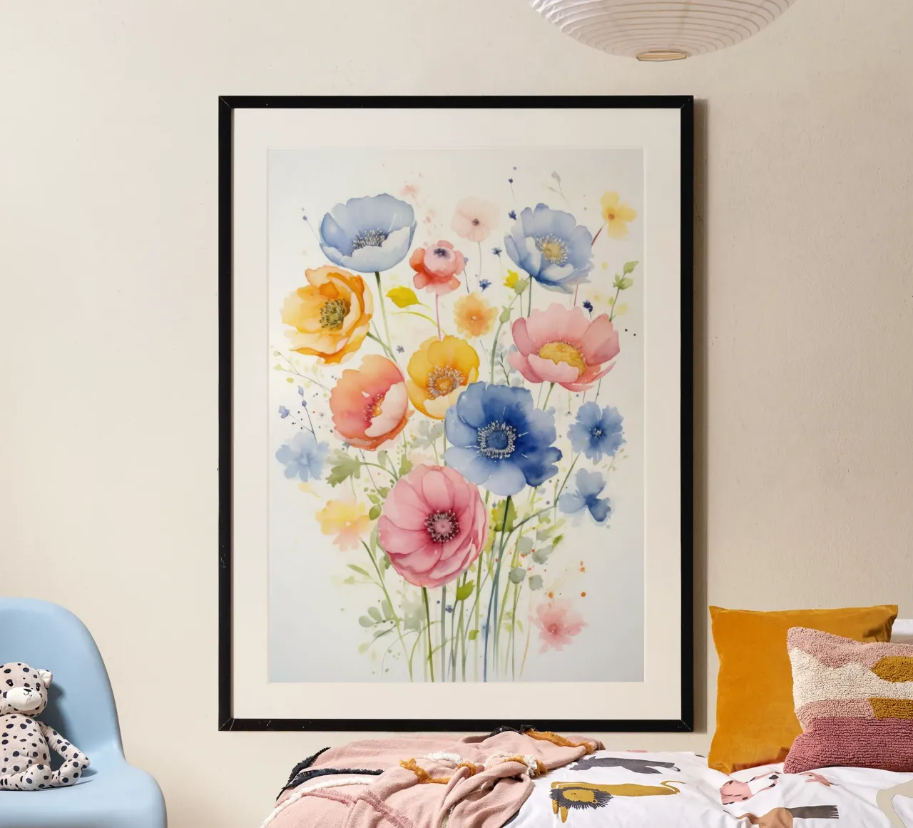 Aquarel Bloemen poster met kunststof frame van PosterPrint