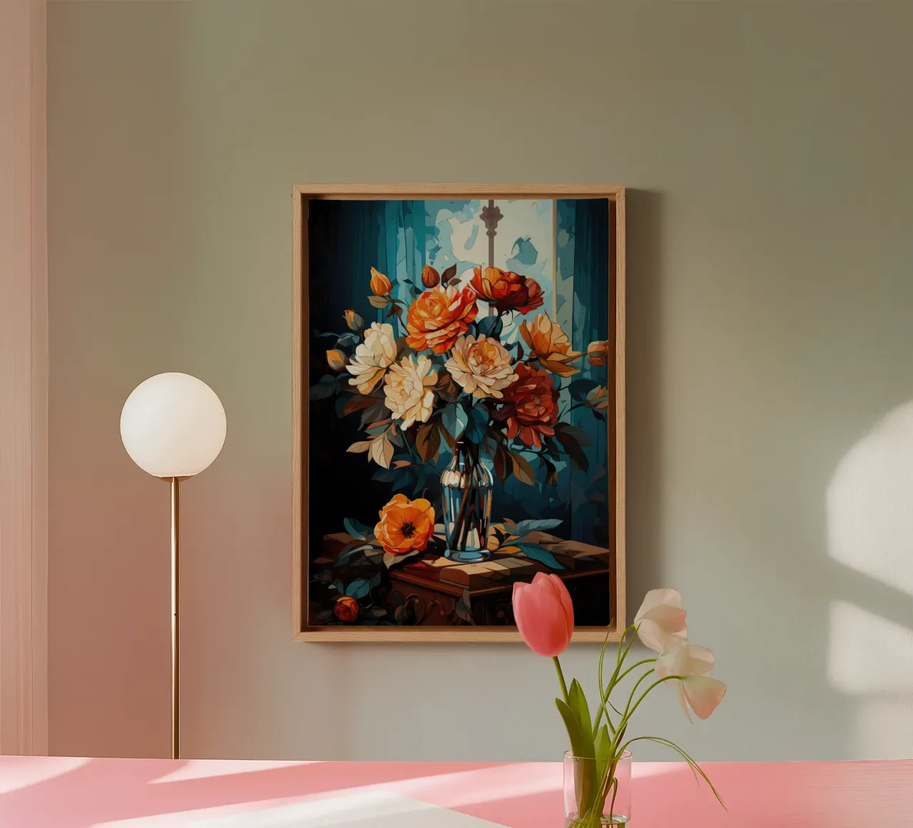 Ionic bouquet canvas with Floater frame by PosterPrint