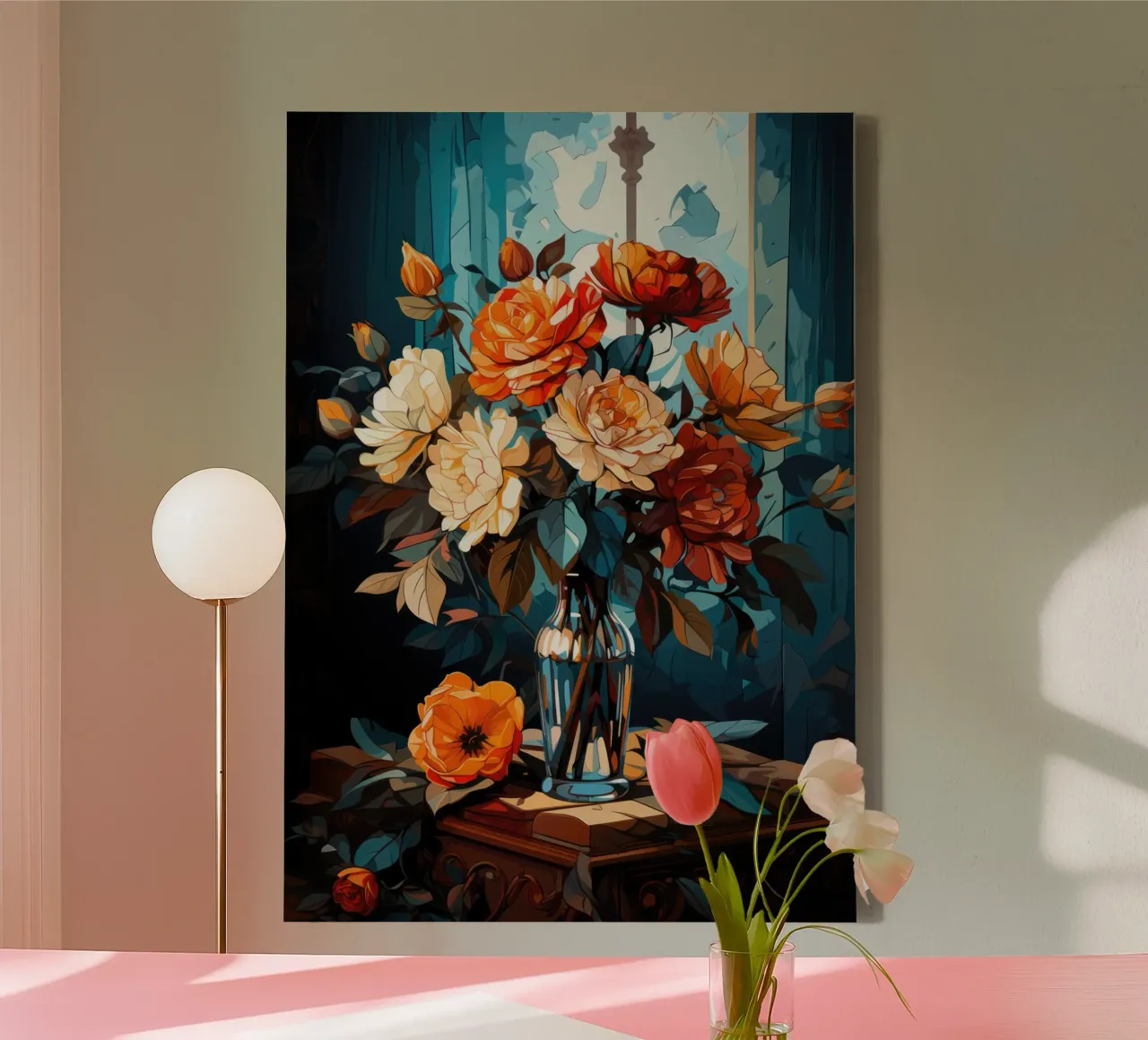 Ionic bouquet canvas with Floater frame by PosterPrint