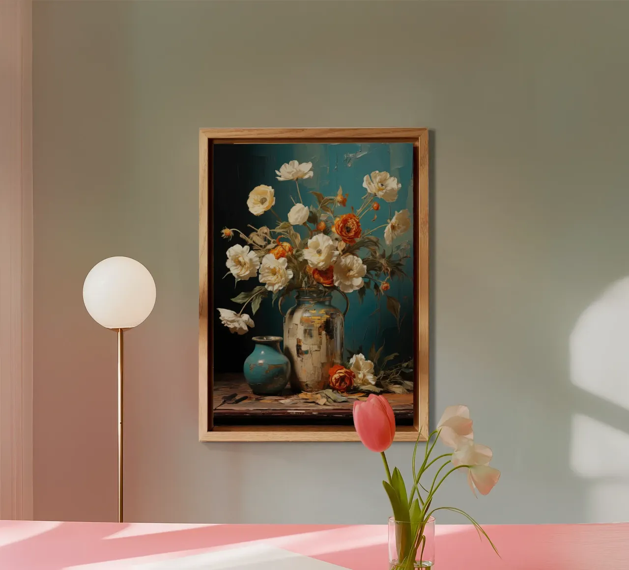 Blumestrauss mit Vase Gemälde alluminio dibond da PosterPrint
