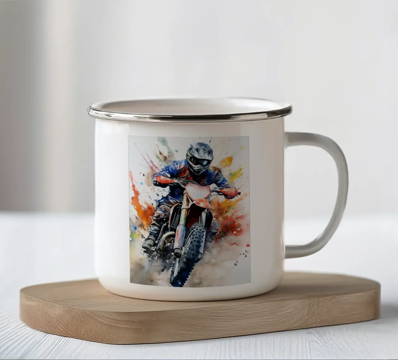 Motocross Watercolor 4 tazza in smalto da Mateo